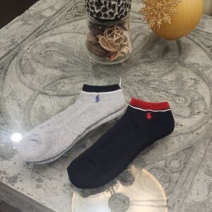 Polo Ralph Lauren Men's Gray and Black Ankle Socks